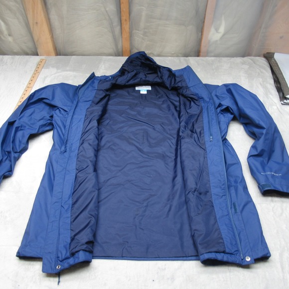 Columbia Rain Jacket Mens XXL Blue Waterproof Hood Wind Light Pack Watertight II - Picture 1 of 12